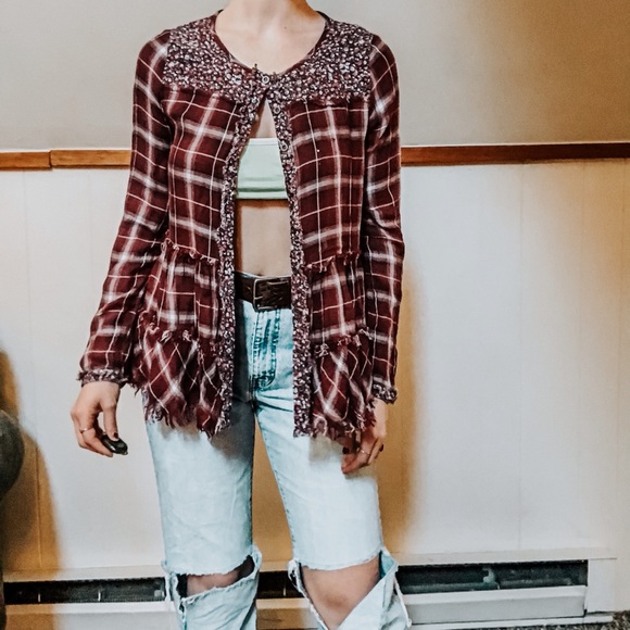 Altar’d State Floral & Plaid Button-Down 💐 - Picture 2 of 7